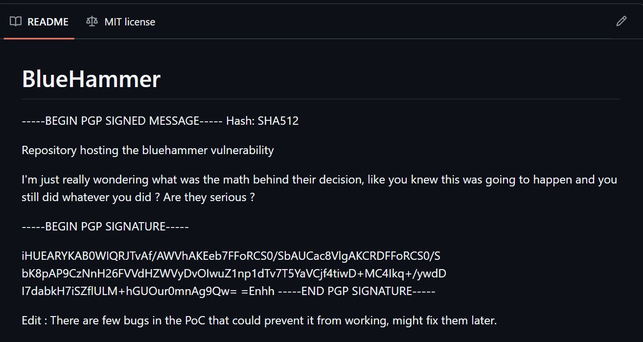 Microsoft Security: Файловий скандал з BlueHammer — хто втратив експертів, а хто залишився з інструкціями? 2