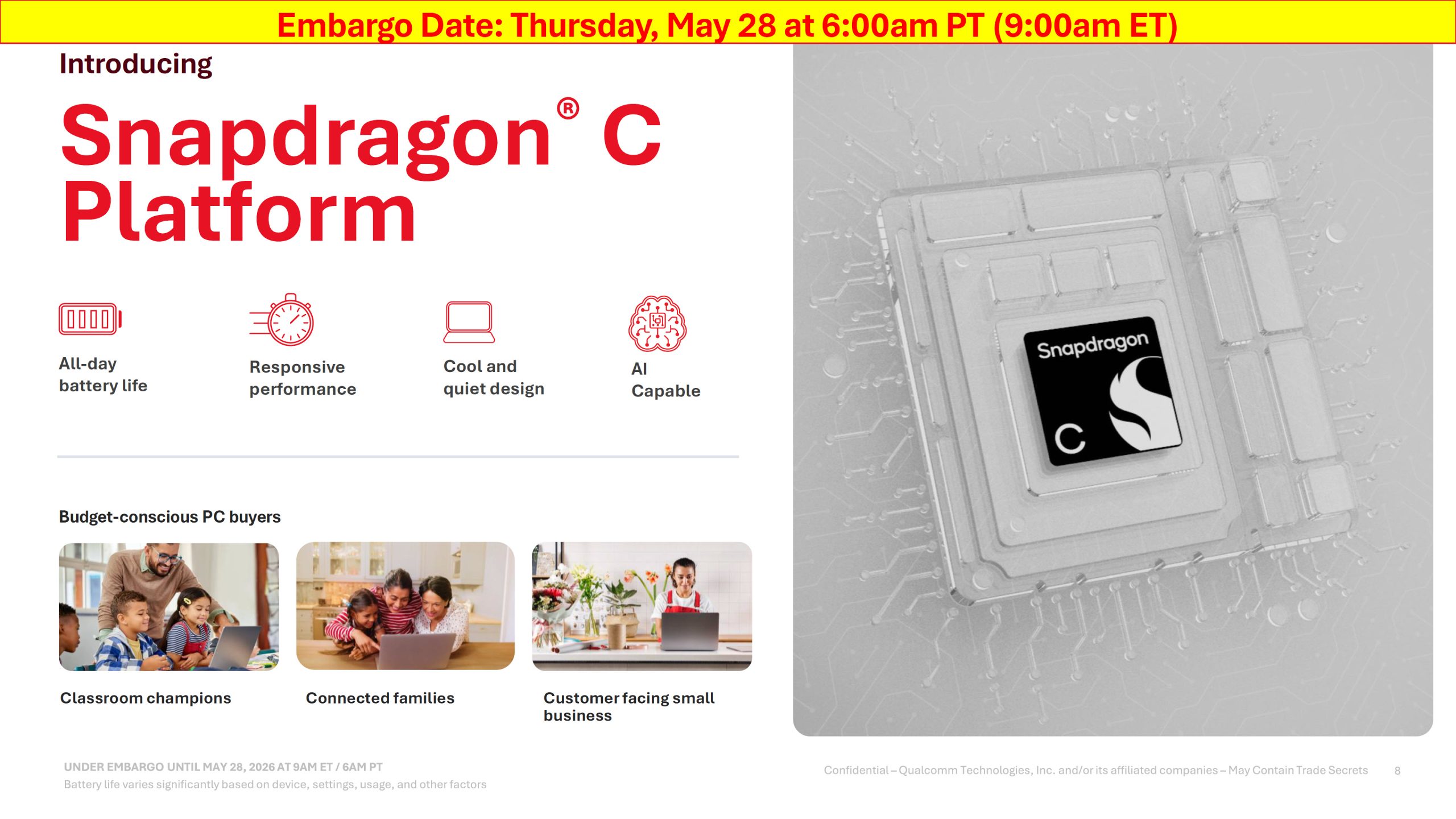 Snapdragon C: Ваш новий ШІ-ноутбук з батареєю на весь день за $300 – Qualcomm знаходить ліки від космічних цін. 3 Snapdragon C: Ваш новий ШІ-ноутбук з батареєю на весь день за $300 – Qualcomm знаходить ліки від космічних цін. 3