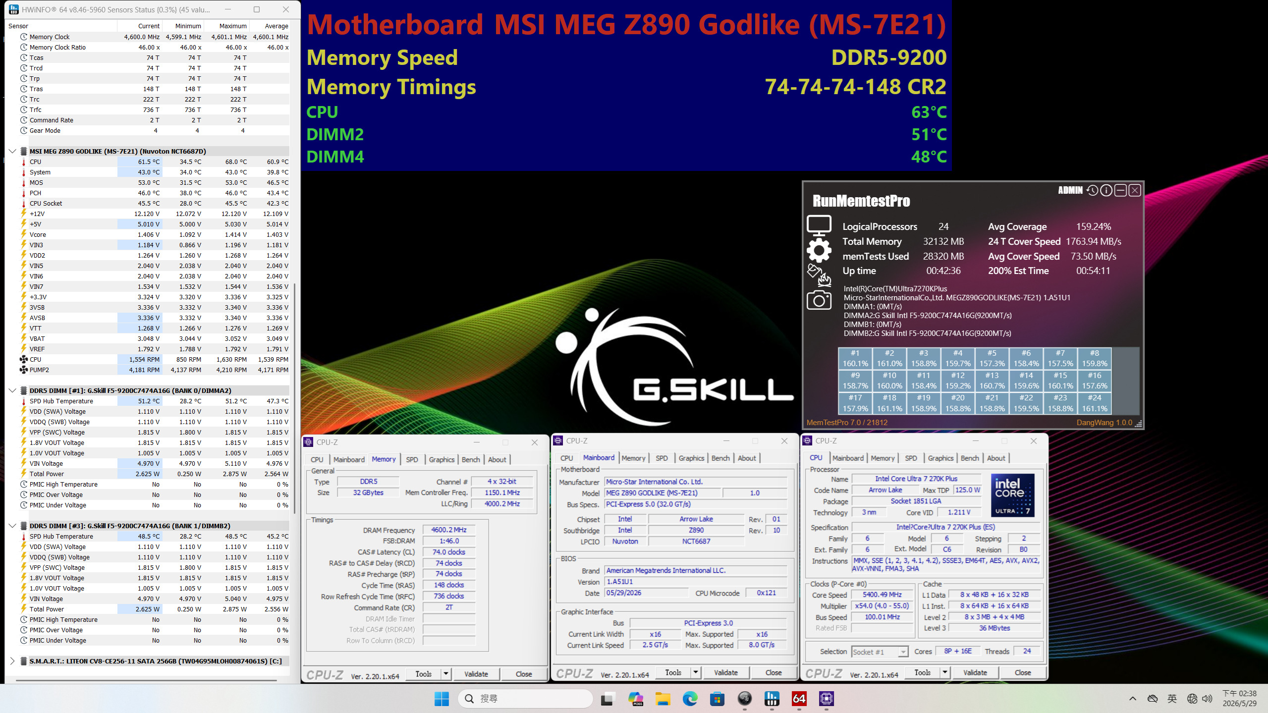 G.Skill встановлює новий рекорд DDR5: Trident Z5 CK сягає 9200 MT/s за 1.1V на MSI Z890 GODLIKE 3 G.Skill встановлює новий рекорд DDR5: Trident Z5 CK сягає 9200 MT/s за 1.1V на MSI Z890 GODLIKE 3