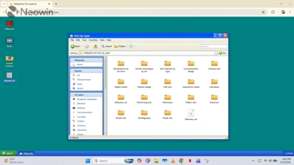 Вікіпедія натхненна Windows XP 3