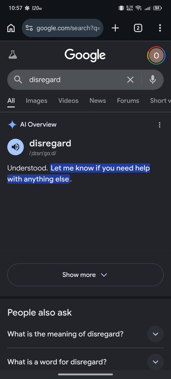 Шукаєте "disregard"? Google Search не відгукується – перевірте самі 3