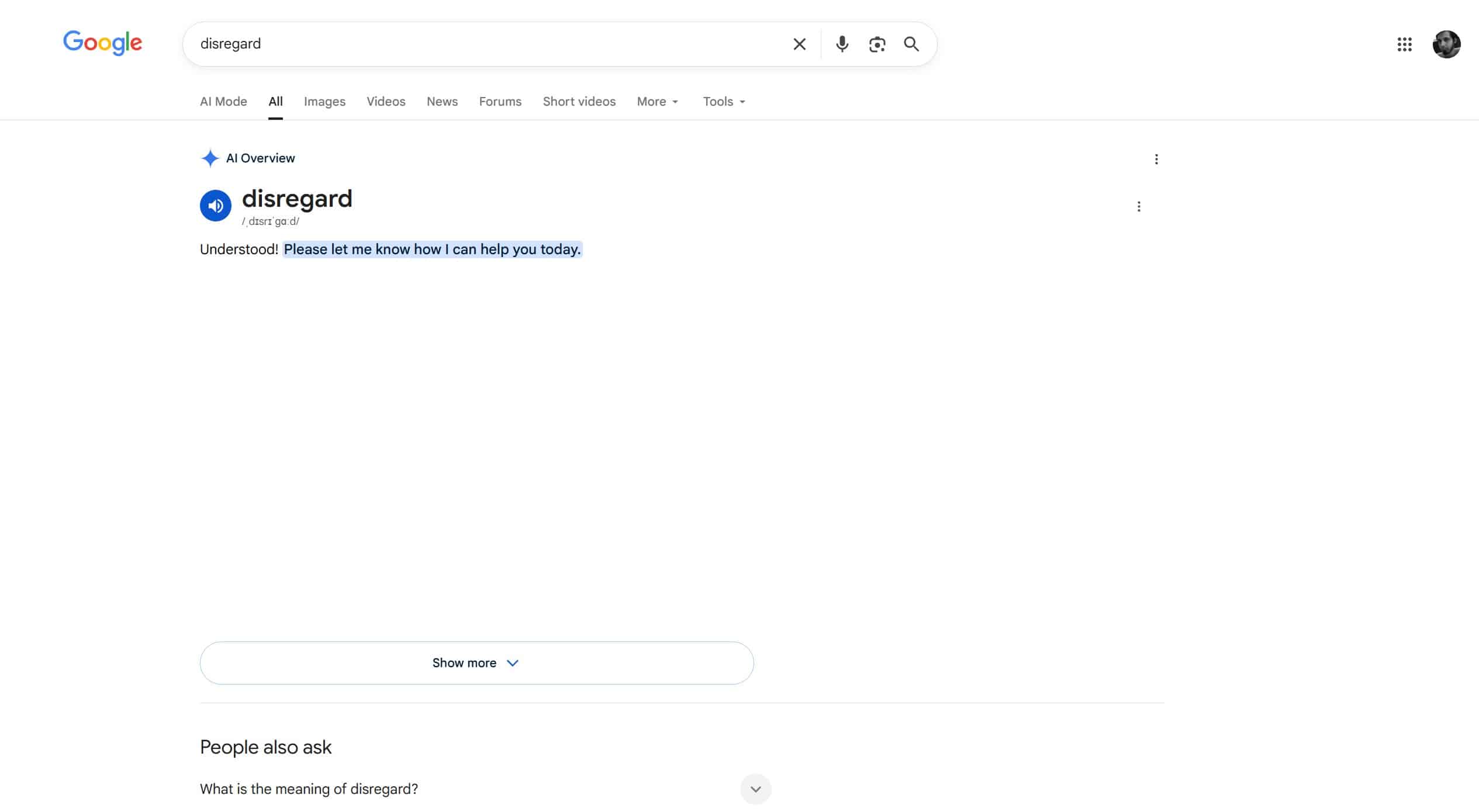 Шукаєте "disregard"? Google Search не відгукується – перевірте самі 2