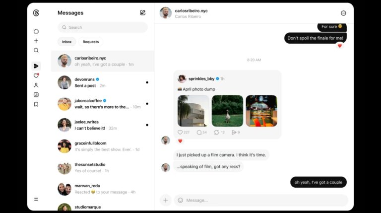 Threads: Meta додала прямі повідомлення у веб-версію 1