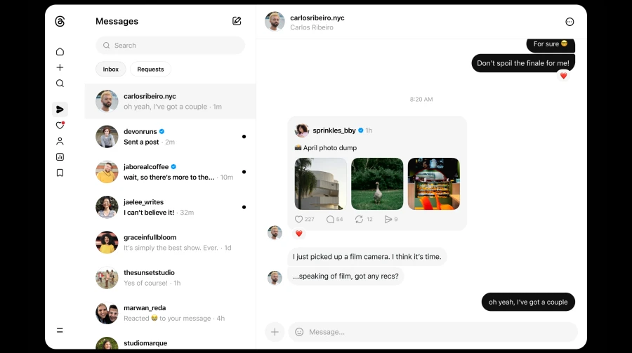 Threads: Meta додала прямі повідомлення у веб-версію 1