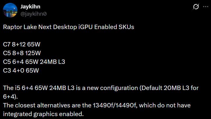 Intel Raptor Lake "Next": Розкрито нові процесори Core 7, 5, 3 для настільних ПК з 20 ядрами на LGA 1700 4 Intel Raptor Lake "Next": Розкрито нові процесори Core 7, 5, 3 для настільних ПК з 20 ядрами на LGA 1700 4