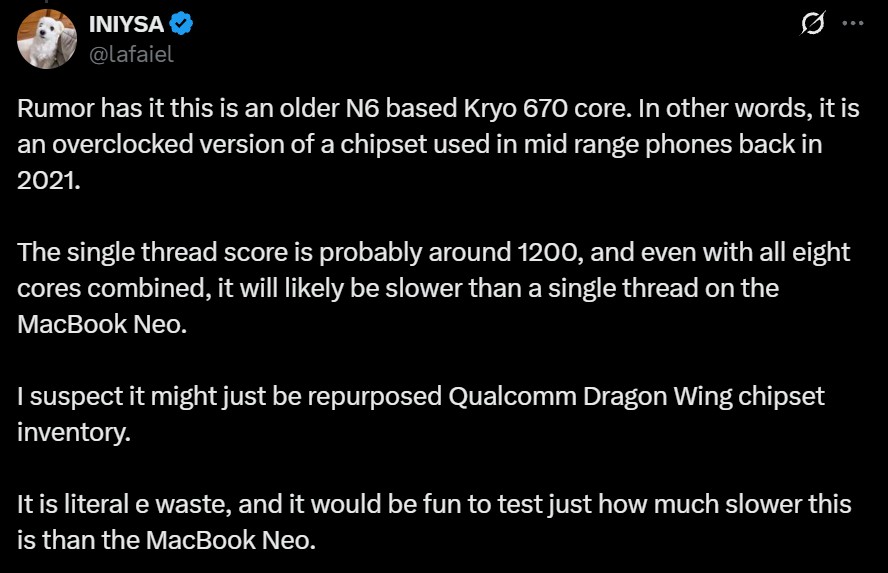 Snapdragon C приховує таємницю: чи змусить вона MacBook Neo з A18 Pro злетіти в рейтингах? 2 Snapdragon C приховує таємницю: чи змусить вона MacBook Neo з A18 Pro злетіти в рейтингах? 2