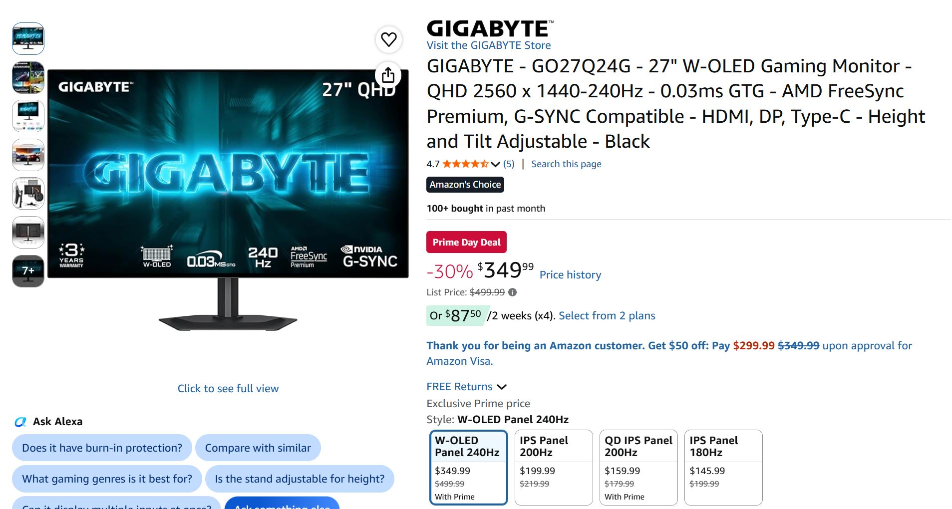GIGABYTE скидає ціну на 27-дюймовий 240 Гц OLED монітор до $349 на честь Prime Day 2 GIGABYTE скидає ціну на 27-дюймовий 240 Гц OLED монітор до $349 на честь Prime Day 2