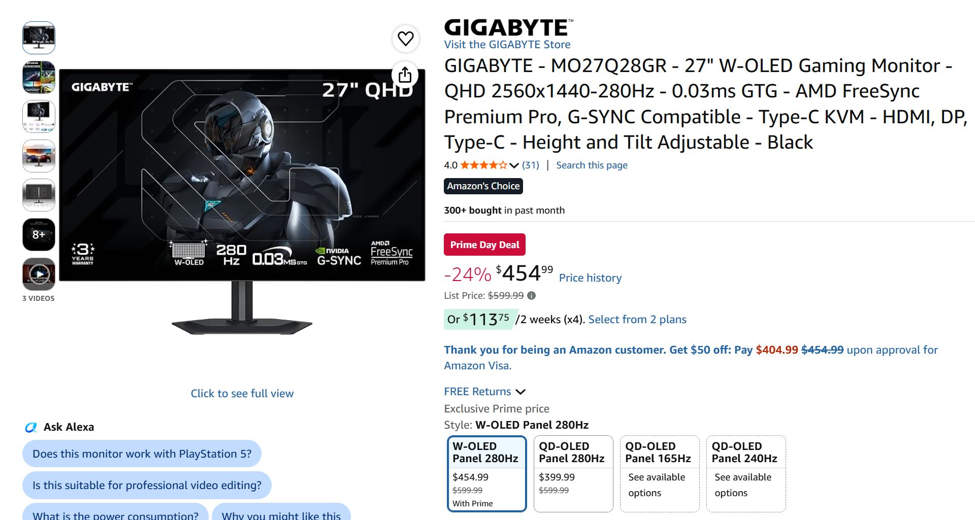 GIGABYTE скидає ціну на 27-дюймовий 240 Гц OLED монітор до $349 на честь Prime Day 3 GIGABYTE скидає ціну на 27-дюймовий 240 Гц OLED монітор до $349 на честь Prime Day 3