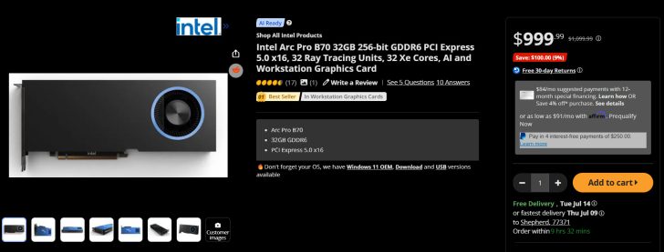 Intel Arc Pro B770 перевершує NVIDIA RTX 5090D у тестуванні AI LLM DeepSeek R1, пропонуючи понад 2000 токенів/с за чверть ціни 5