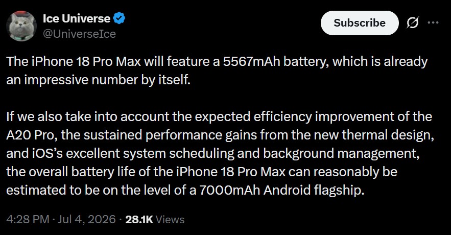 iPhone 18 Pro Max: Три ключові оновлення забезпечать тривалість роботи, як у кремнієво-карбонових флагманів Android 2
