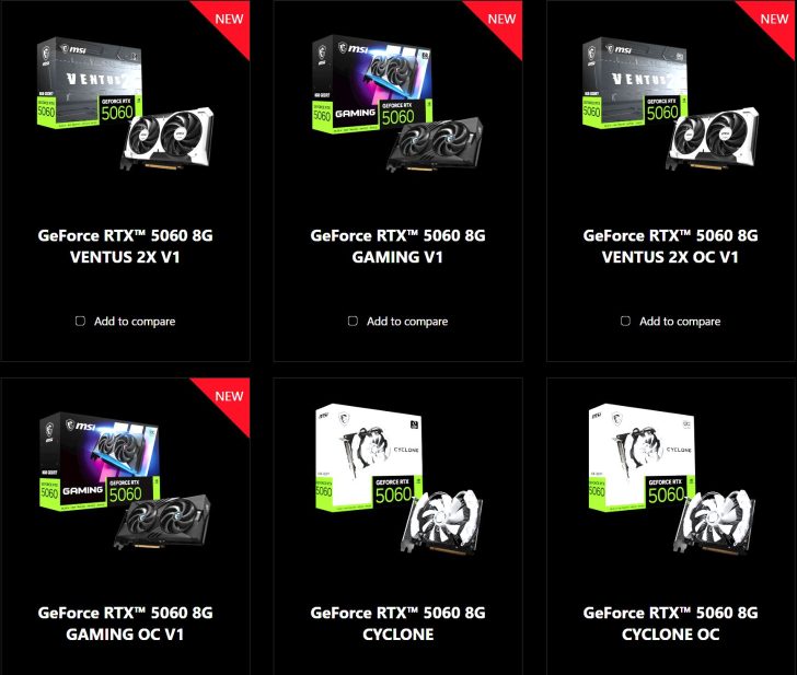 MSI тихо додала чотири відеокарти RTX 5060 із чипом GB205 замість GB206 2 MSI тихо додала чотири відеокарти RTX 5060 із чипом GB205 замість GB206 2