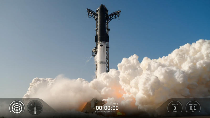  Старт Starship. Джерело зображень: x.com/SpaceX 