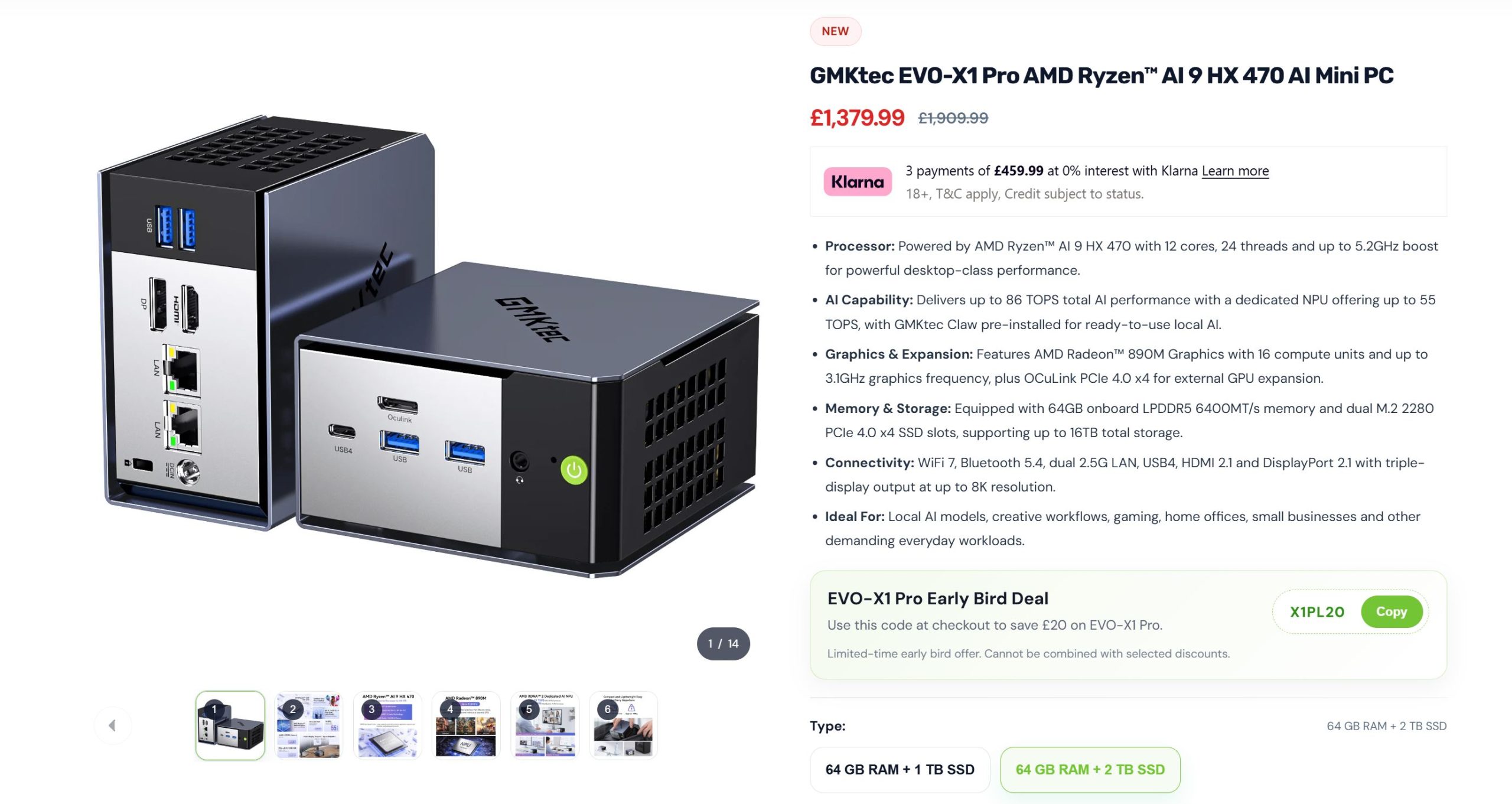 GMKtec EVO-X1 Pro з Ryzen AI 9 HX 470: потужність та ШІ від $1599 за 64 ГБ RAM і 1 ТБ SSD 5