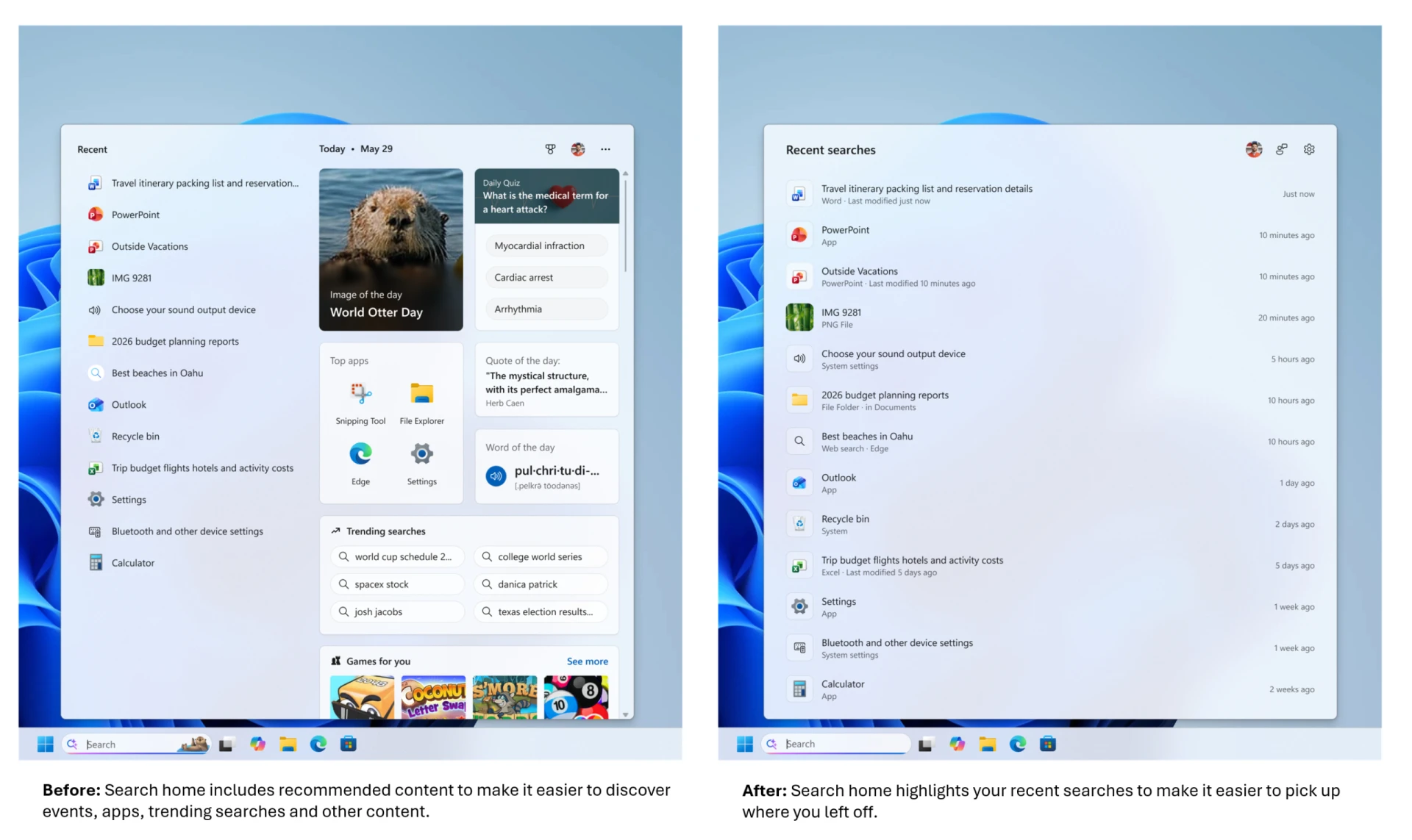 Windows 11 Search: Microsoft тестує версію без реклами та ігрових рекомендацій 2
