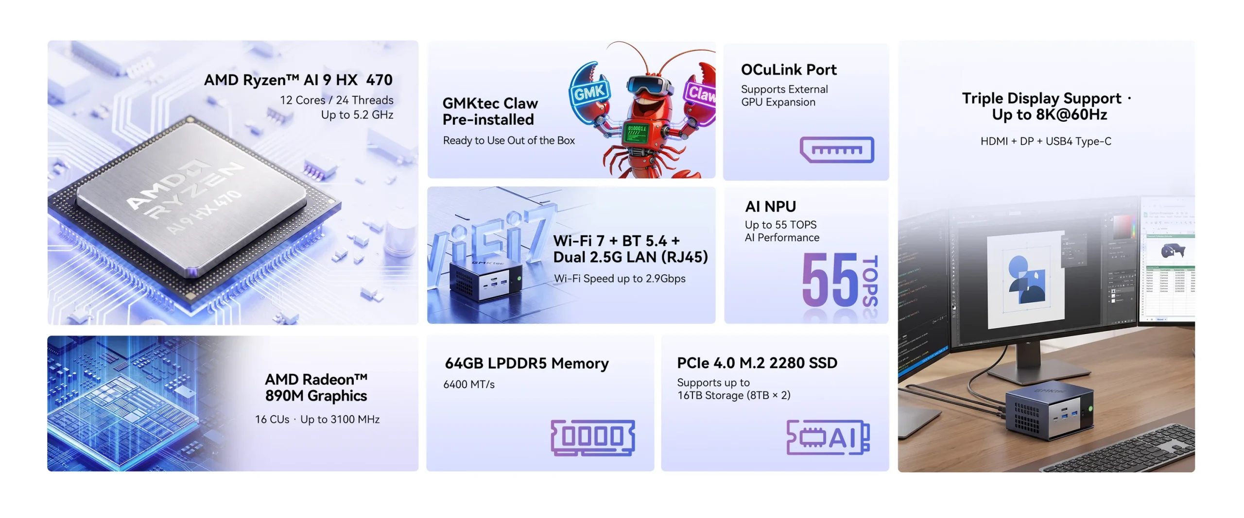 GMKtec EVO-X1 Pro з Ryzen AI 9 HX 470: потужність та ШІ від $1599 за 64 ГБ RAM і 1 ТБ SSD 3