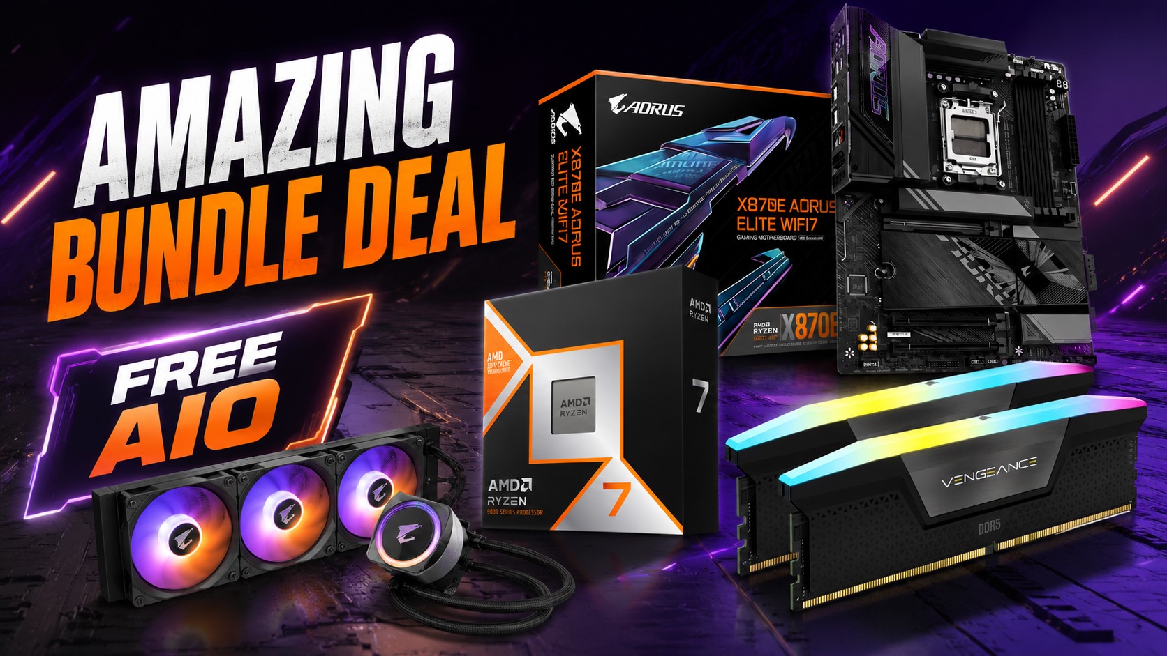 Збірка GIGABYTE X870E та Ryzen 7 9800X3D всього за $1099 – Newegg дарує безкоштовний СРО 3