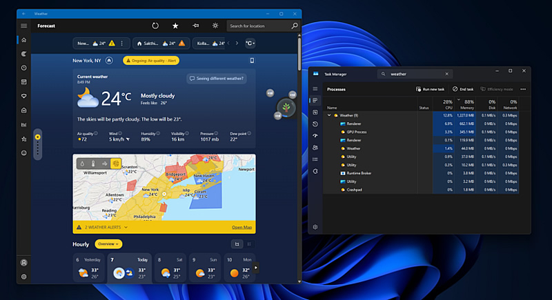 Windows 11: застосунок «Погода» пожирає понад 1 ГБ оперативної пам’яті 1 Джерело зображень: windowslatest.com