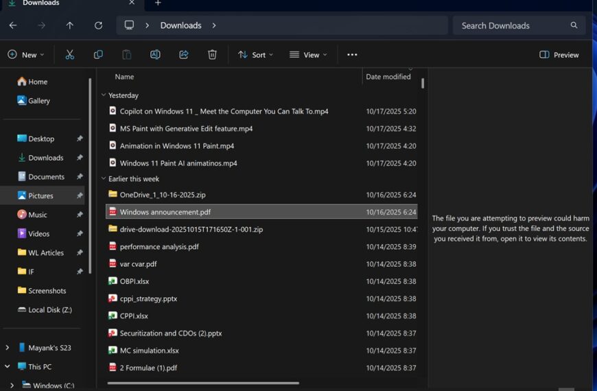 Windows 11 повертає функцію попереднього перегляду файлів з кнопкою “Переглянути в будь-якому&hellip;