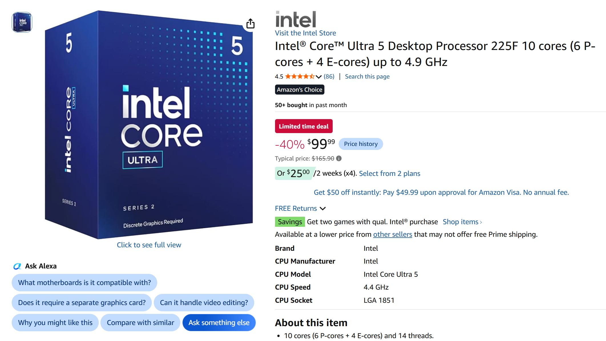 Intel Core Ultra 5 250K Plus за $153, а 10-ядерний Ultra 5 225F вперше подешевшав до $100 3 Intel Core Ultra 5 250K Plus за $153, а 10-ядерний Ultra 5 225F вперше подешевшав до $100 3