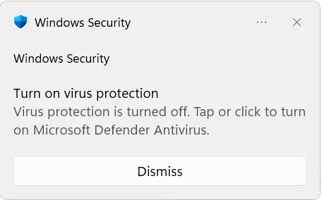 Microsoft просить ігнорувати помилки "Антивірус вимкнено" 3