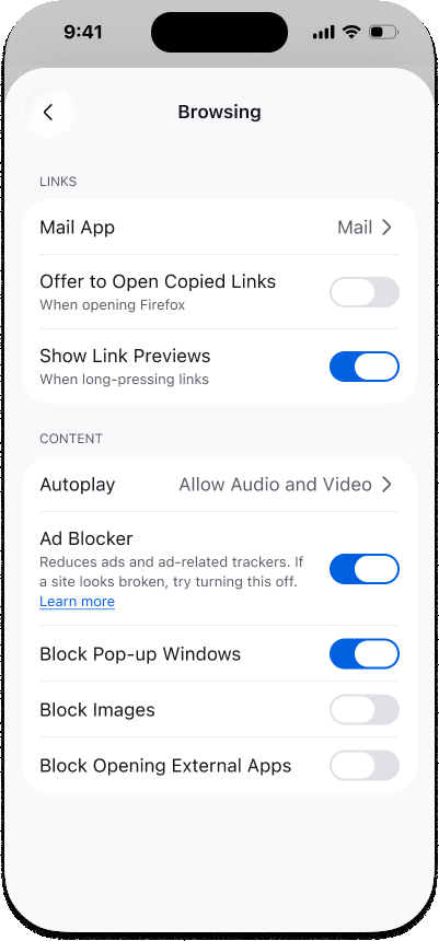 Firefox для iOS тепер блокує рекламу за замовчуванням 2