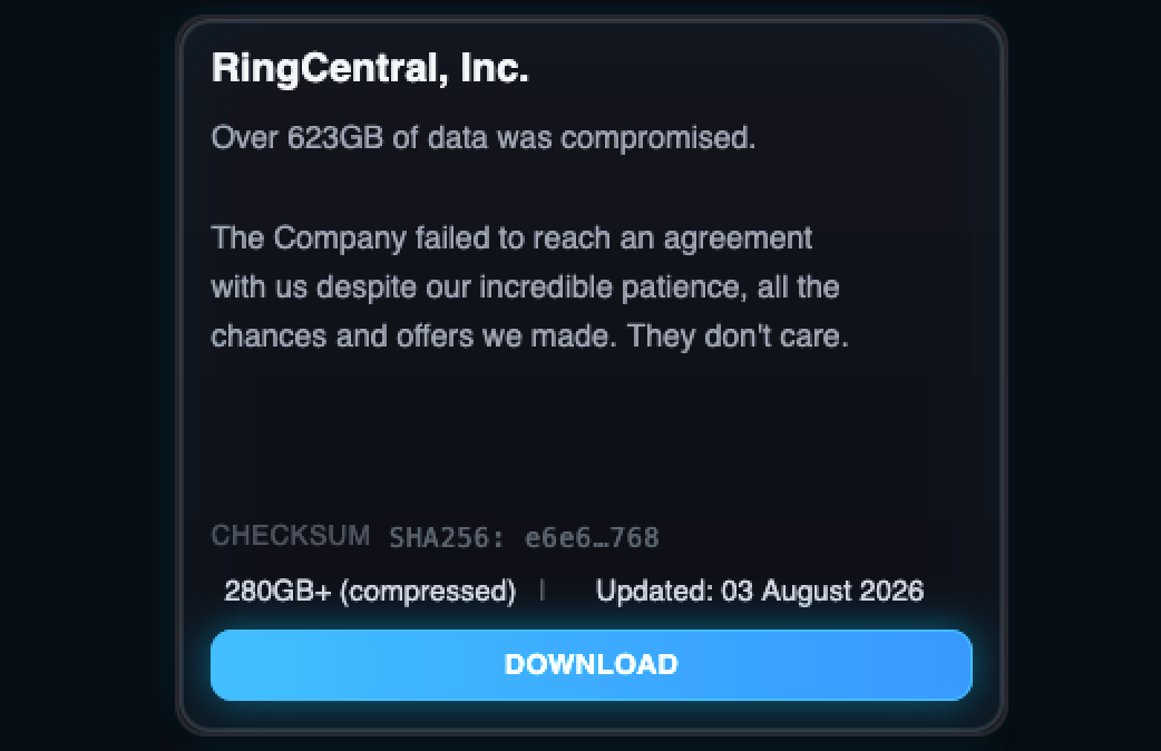 RingCentral: витік даних торкнувся 1,6 мільйона облікових записів 2