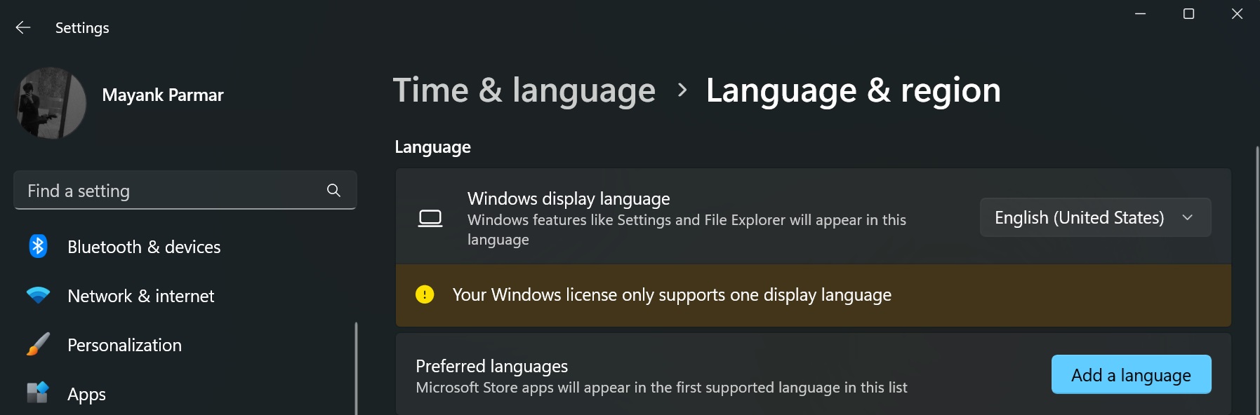 Windows 11 Language &amp; Region
