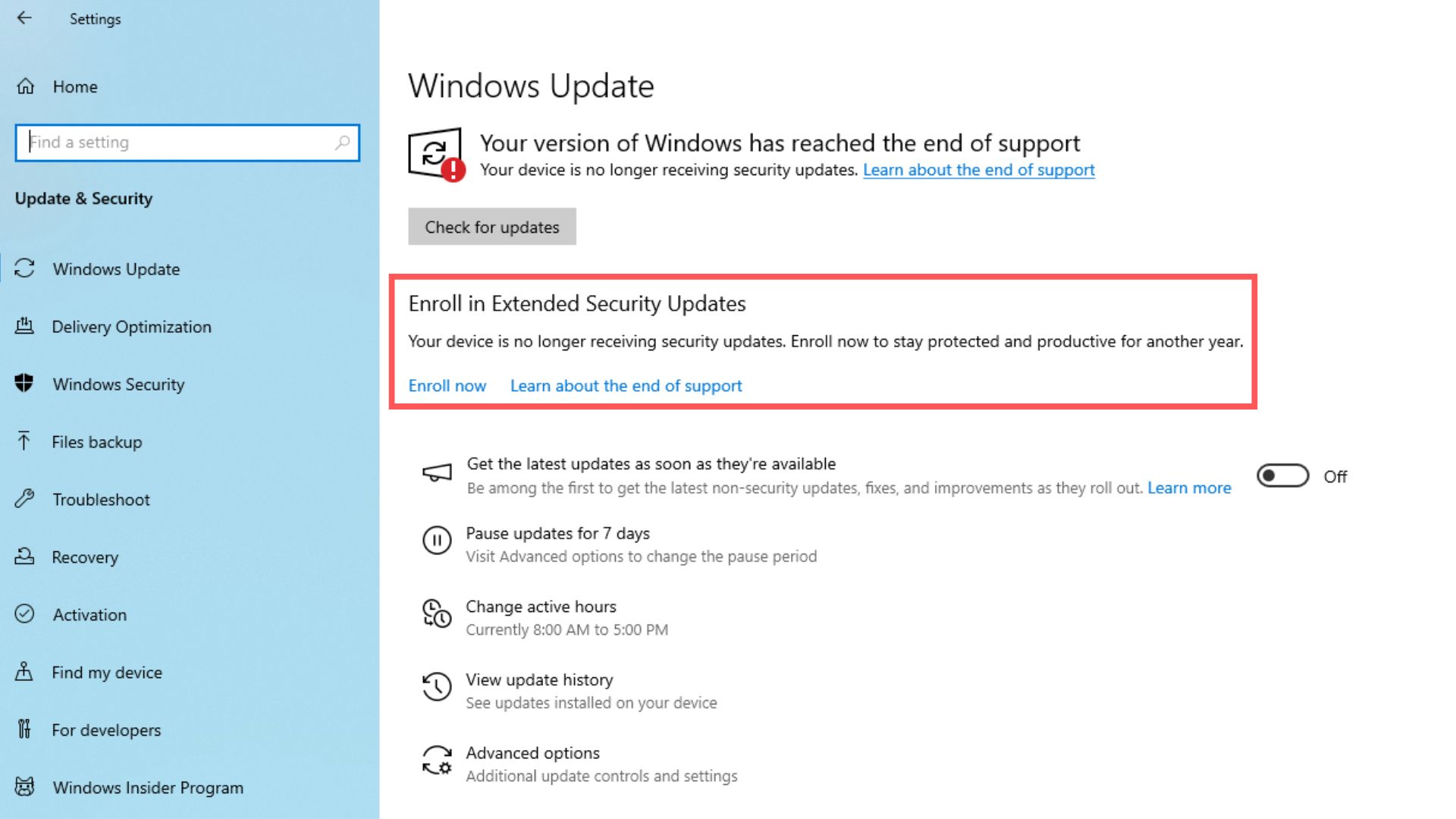 How to enroll in Windows 10 Extended Security Updates