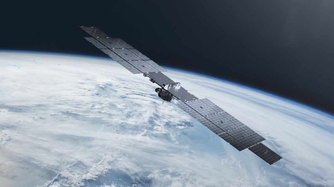 Ілюстрація супутника Pulsar, розробленого Xona Space Systems для надання послуг PNT з низької навколоземної орбіти.