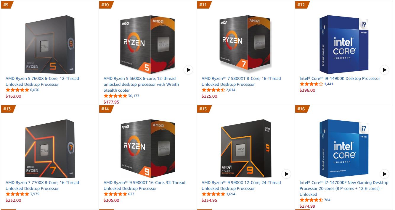Два процесори Intel повернулися до топ-10 Amazon після річної відсутності 3
