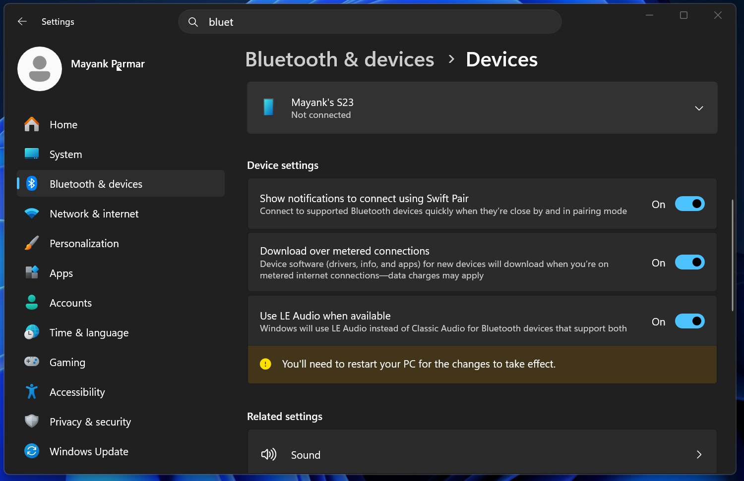 Bluetooth LE audio when available