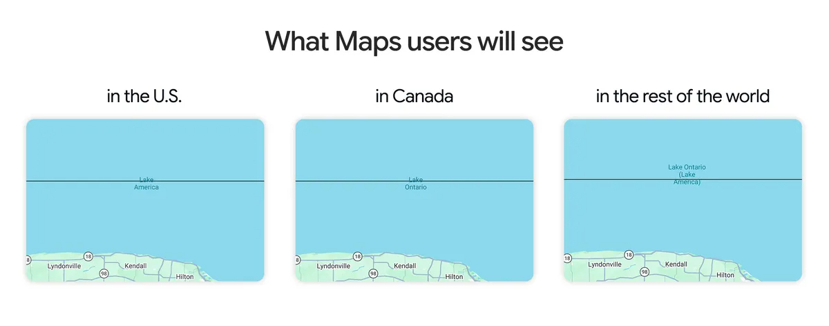 Google Maps перейменував озеро Онтаріо на "озеро Америка" не для всіх користувачів 1
