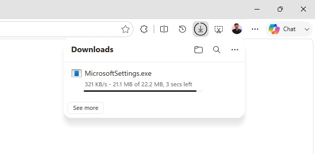 Завантаження застосунку Microsoft Settings