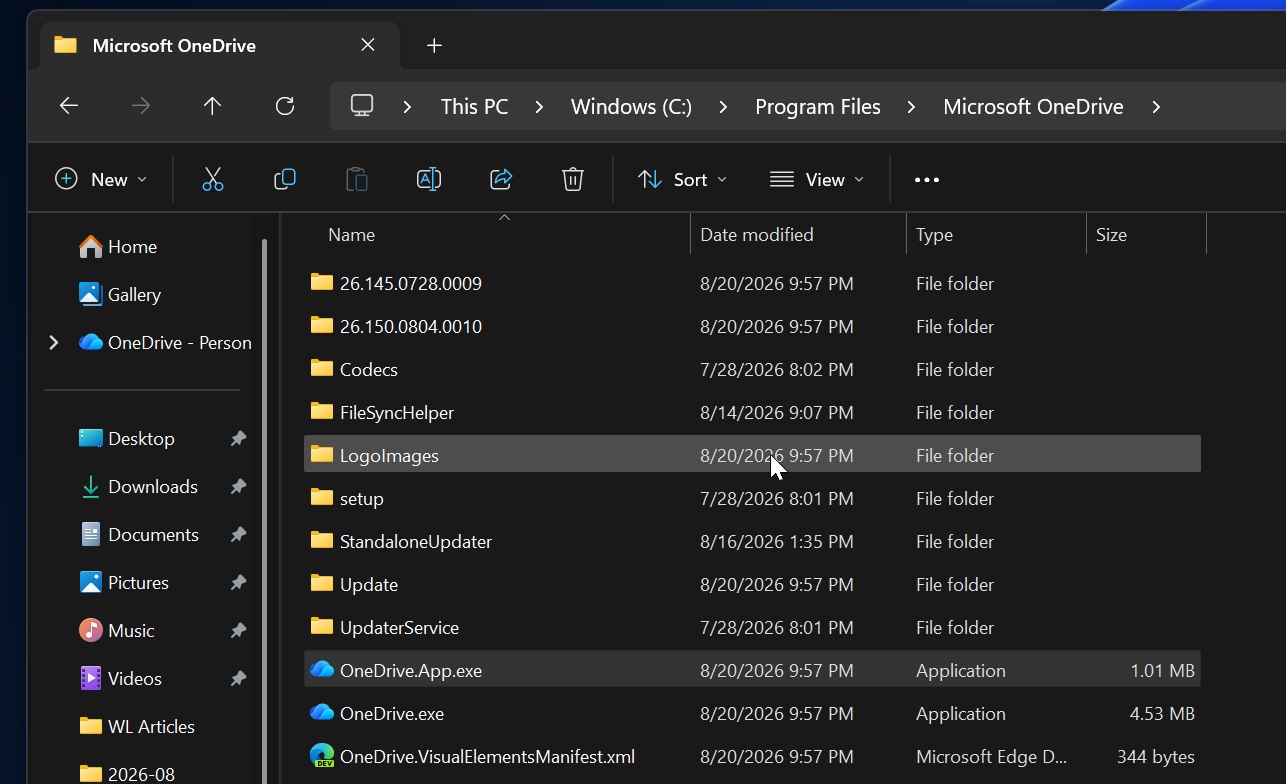 OneDrive Photos app hidden