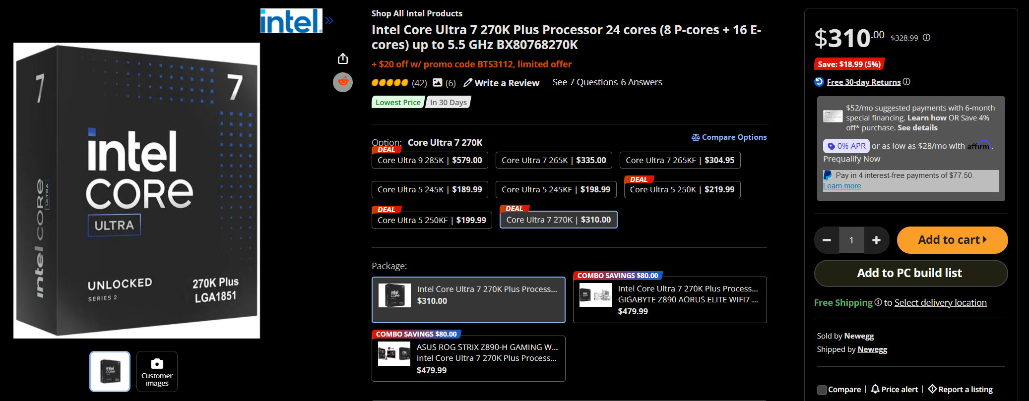 Процесори Intel Core Ultra 270K та 250K "плюс" з'явились у продажу нижче рекомендованої ціни, а бандл до Gamer Days додає ігор на $120 2