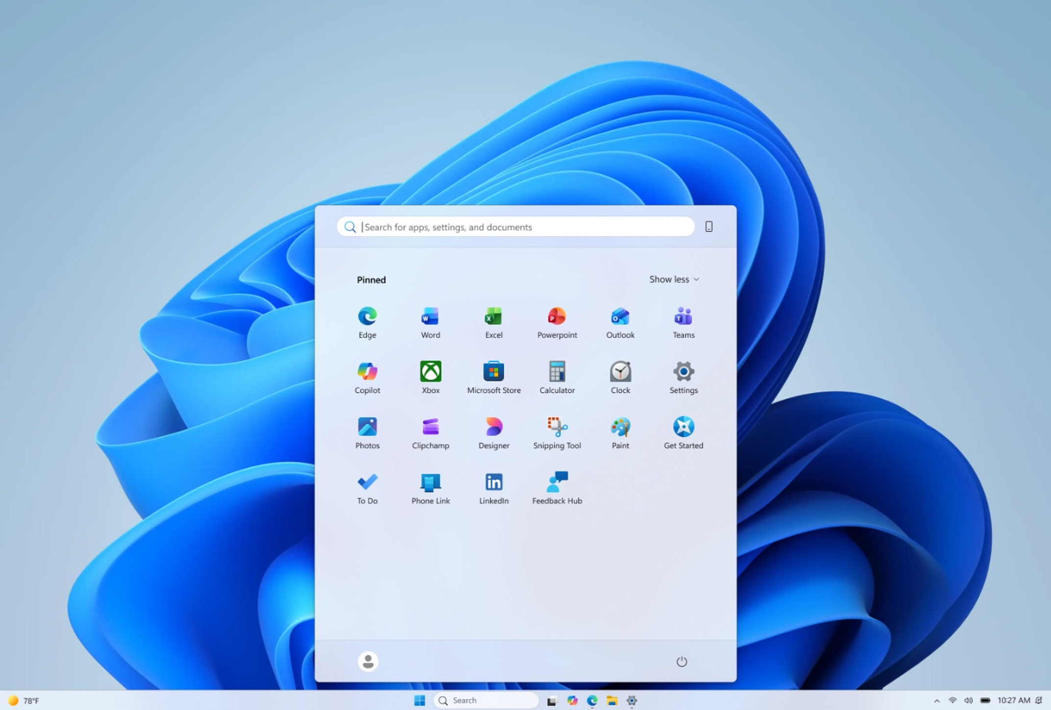 Start menu with profile hidden