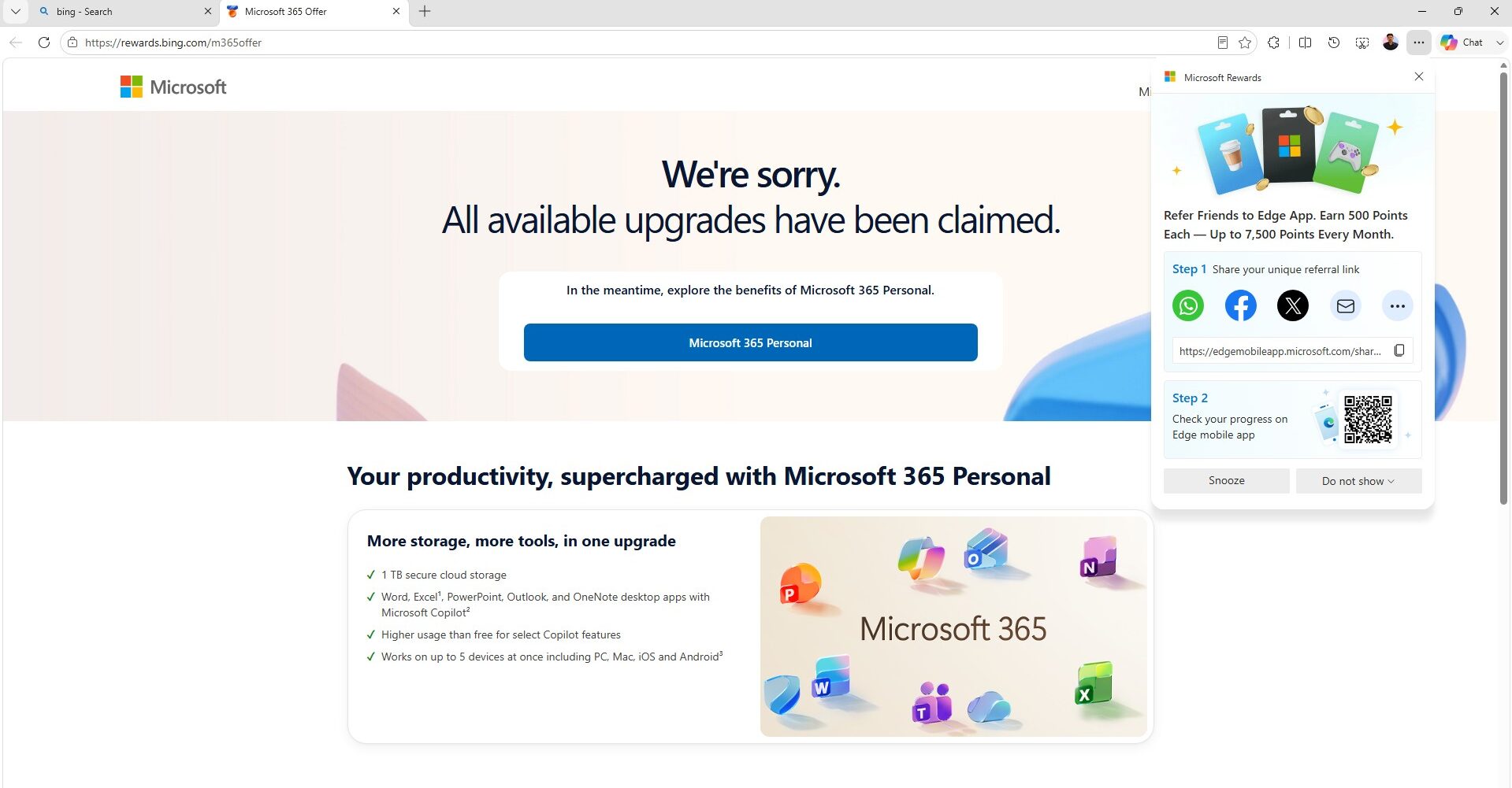 Microsoft інтегрує Bing у Windows 11, навіть поза Edge 7 Натискання кнопки «Завершити» відкриває сторінку Microsoft Rewards