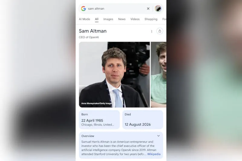 Google випадково «поховав» Сема Альтмана через помилку у Вікіпедії
