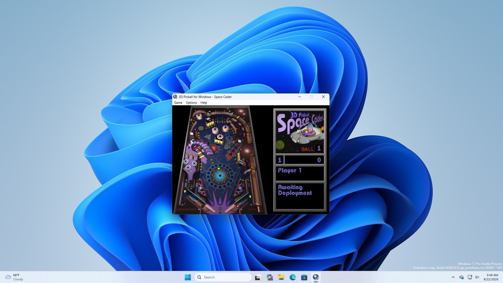 3D Pinball працює у Windows 11