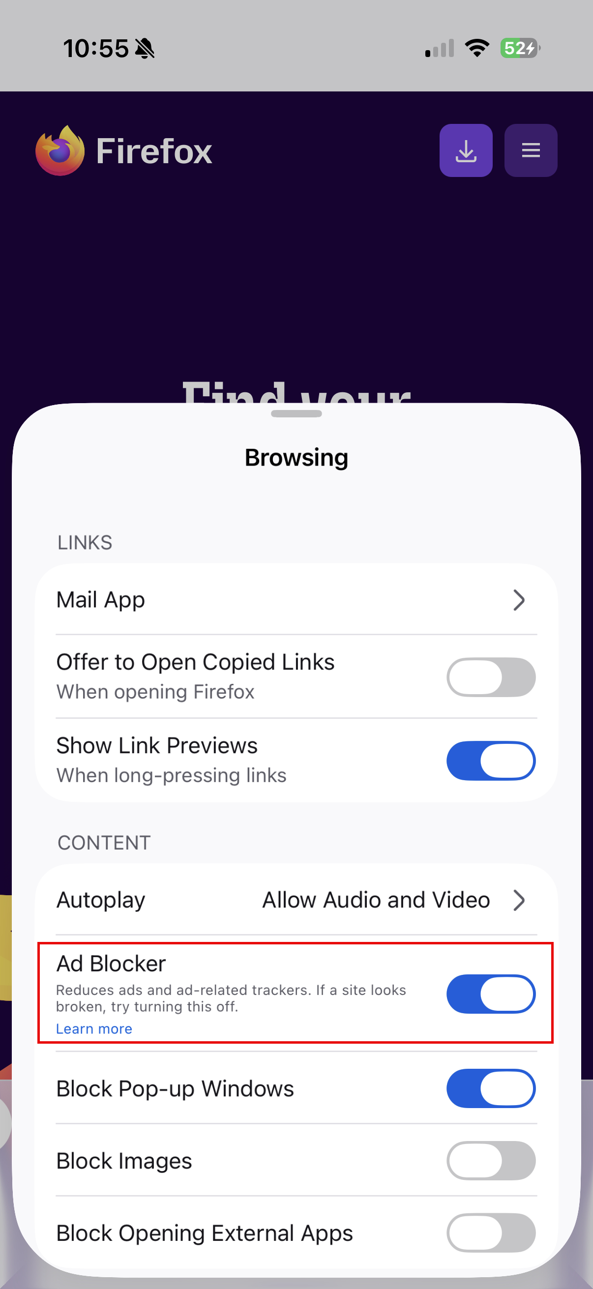 Firefox для iOS тепер блокує рекламу за замовчуванням 3