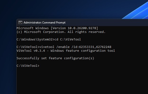 ID ViVeTool для отримання нового пошуку в Windows 11