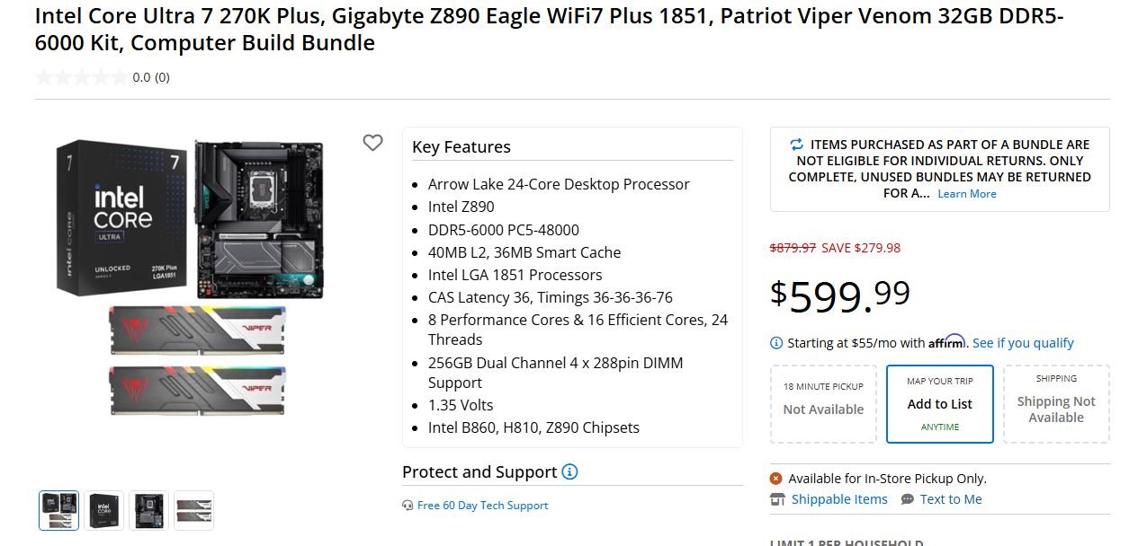 Intel Core Ultra 7 270K Plus вперше подешевшав до $200, тиснучи на AMD X3D 3