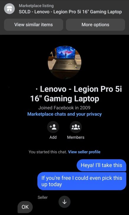 Facebook Marketplace: геймерський ноутбук з RTX 4070 продали за $600 4
