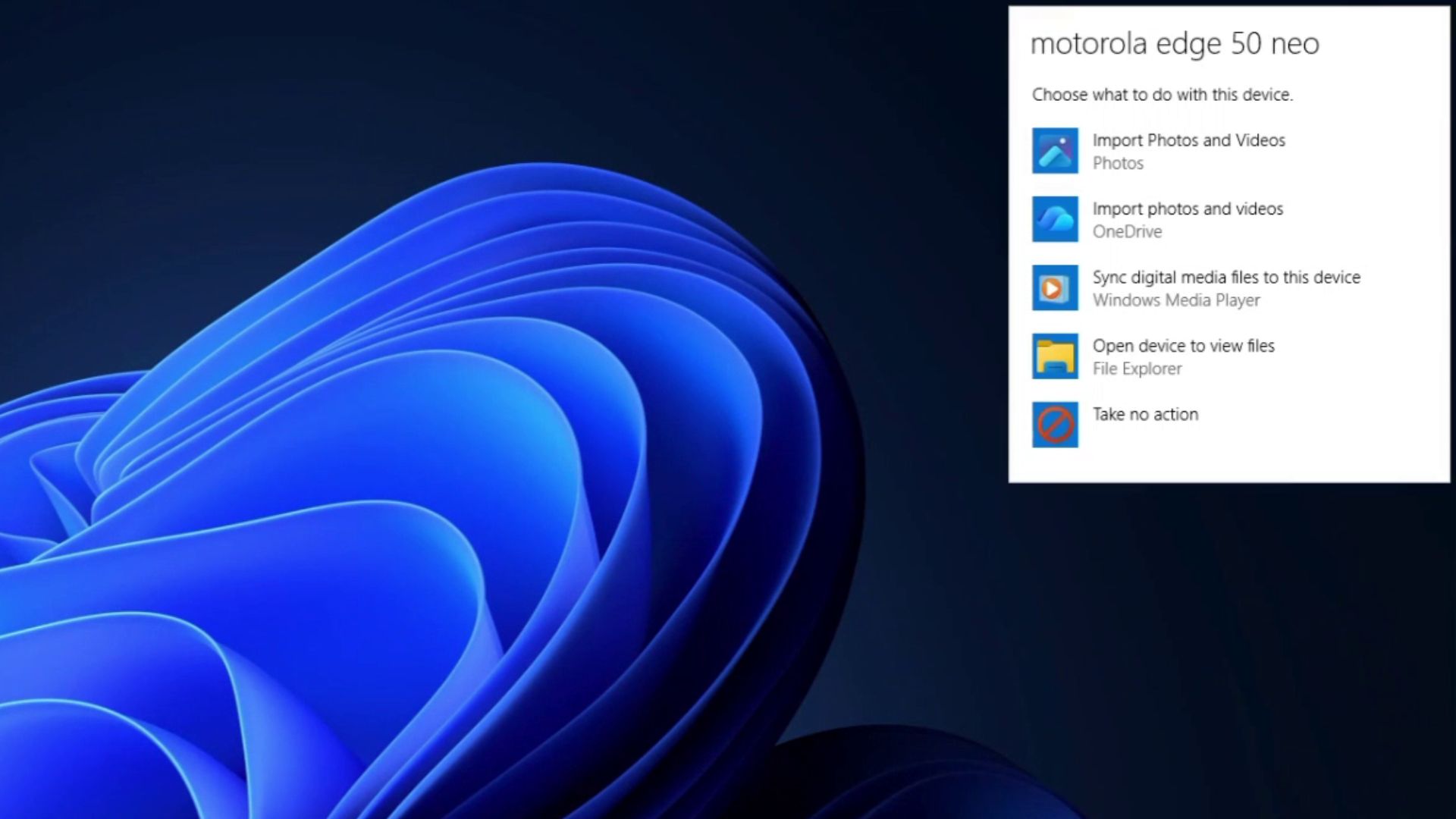 Діалогове вікно AutoPlay у Windows 11