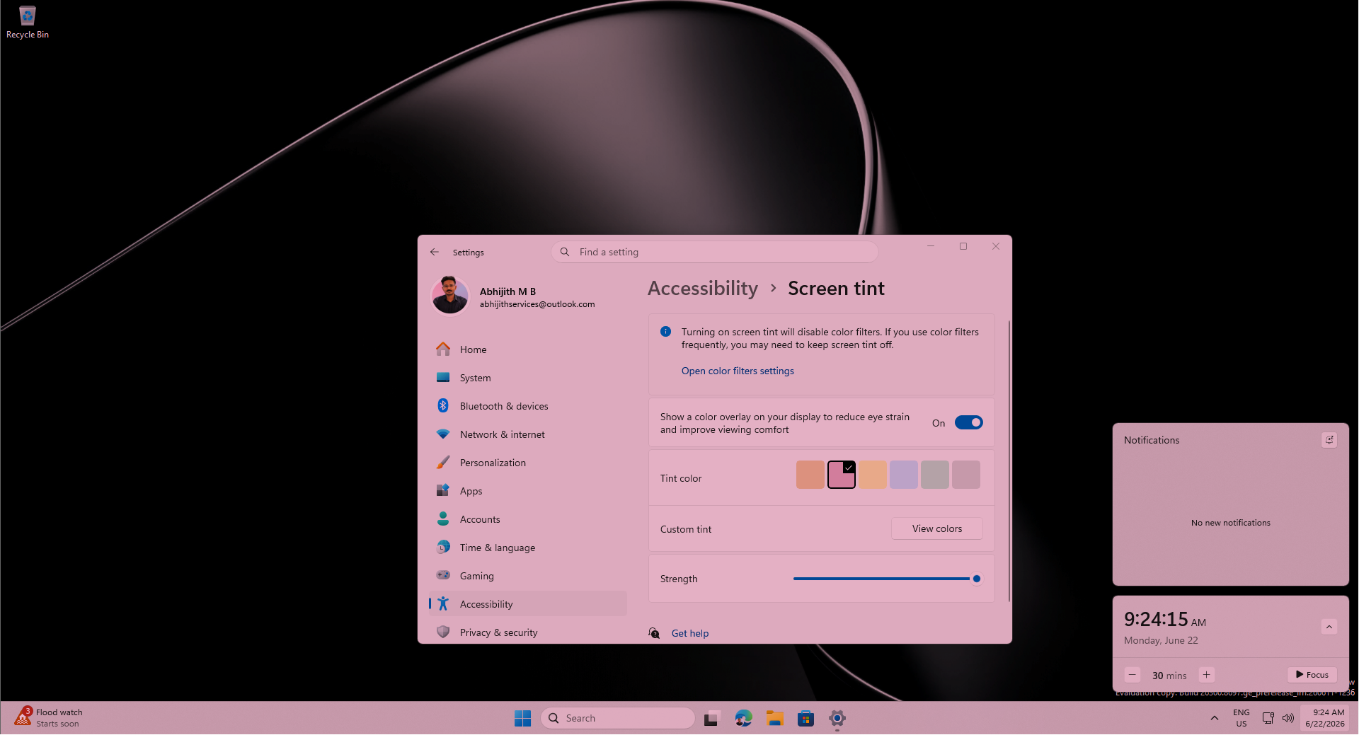 Screen Tint in Windows 11