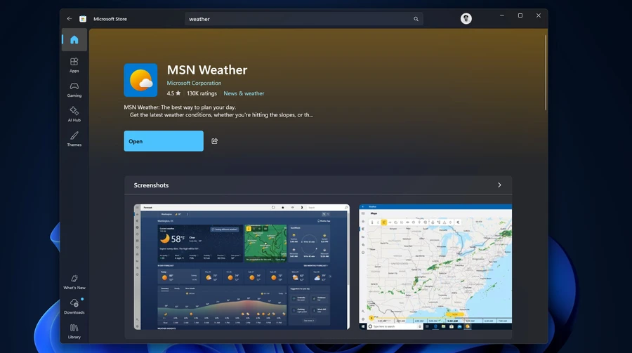 Windows 11 Weather App Uses 5X More RAM Than macOS Version 1