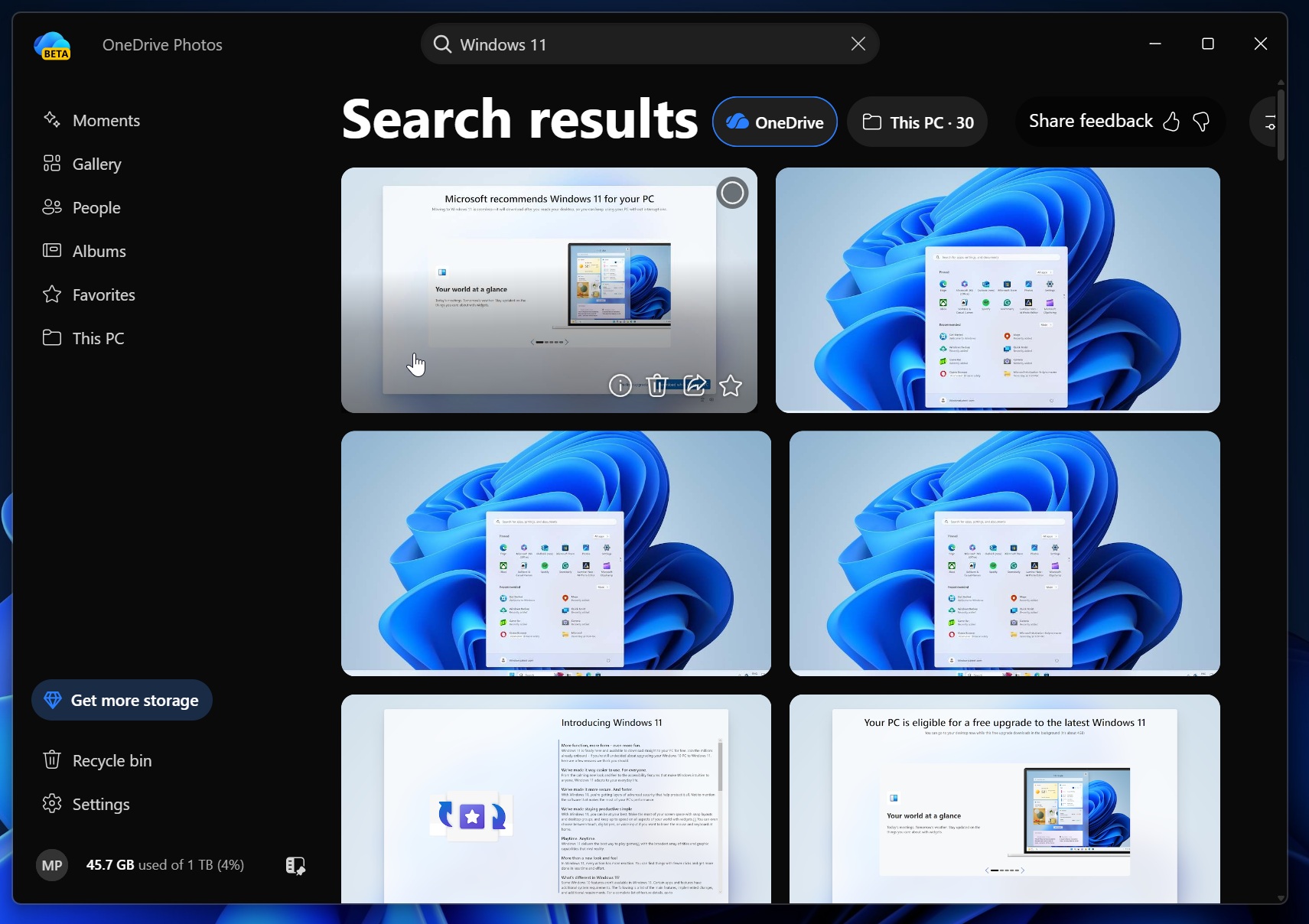 Windows 11 дозволить видаляти OneDrive з усіма файлами 8 OneDrive Photos Search page