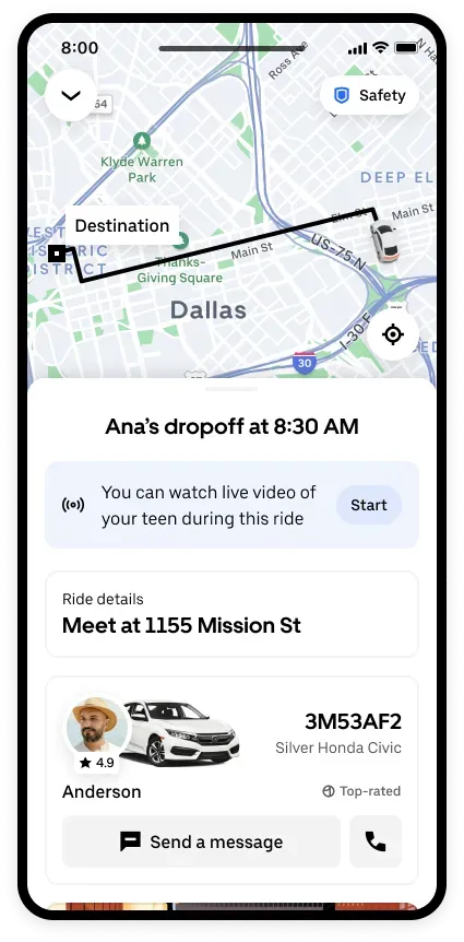 Uber дозволив батькам стежити за дітьми через камеру водія 6
