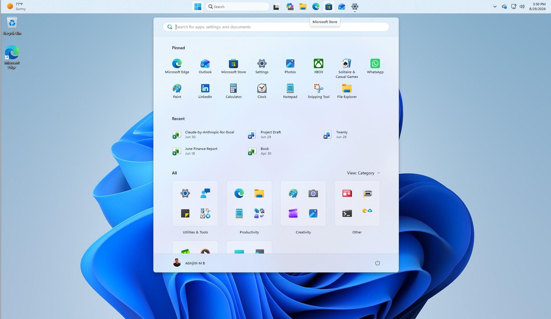 taskbar in top position