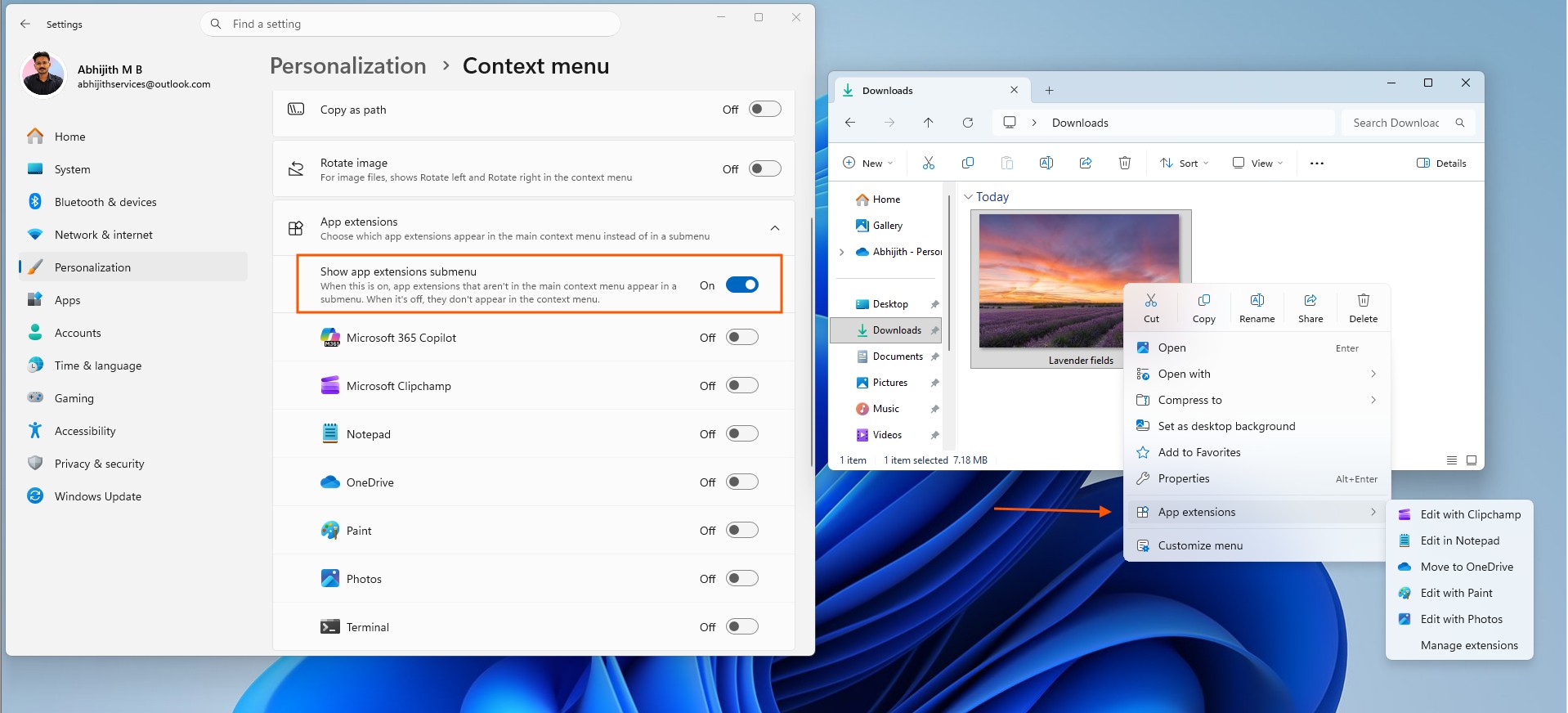 Microsoft визнає слабкість меню правої кнопки миші у Windows 11 та обіцяє покращення 12 Підменю розширень програм у новому контекстному меню Windows 11.